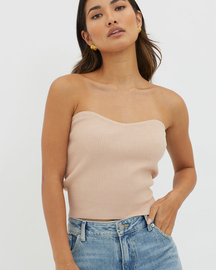 Mocha Strapless Knit Top