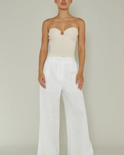 Cream Sweetheart Neckline Top