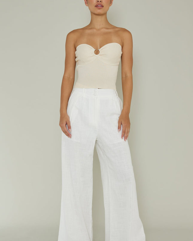 Cream Sweetheart Neckline Top