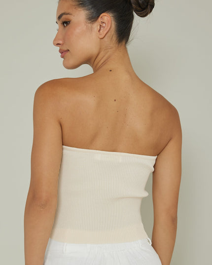 Cream Sweetheart Neckline Top