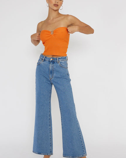 Orange Sweetheart Neckline Top