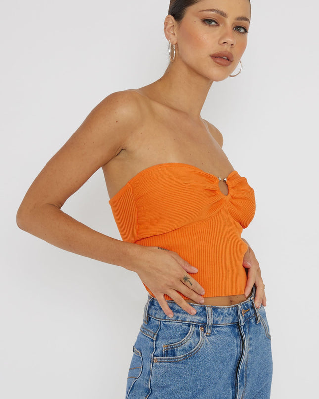 Orange Sweetheart Neckline Top