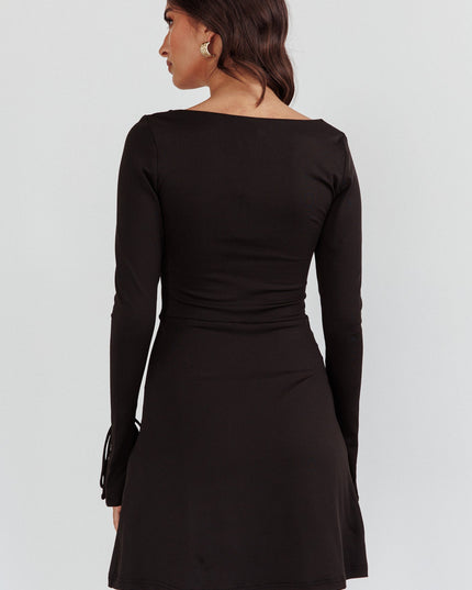 Black Long Sleeve Mini Dress