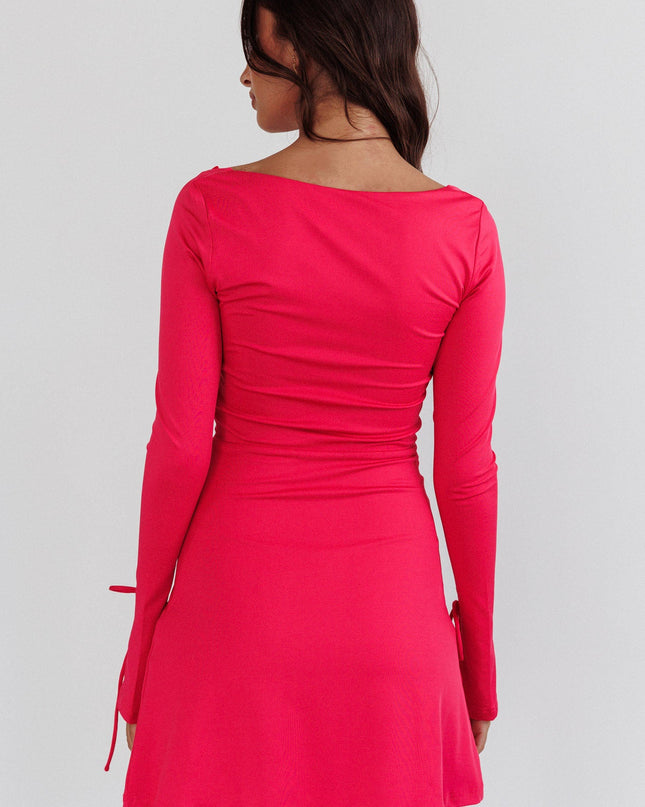 Hot Pink Long Sleeve Mini Dress