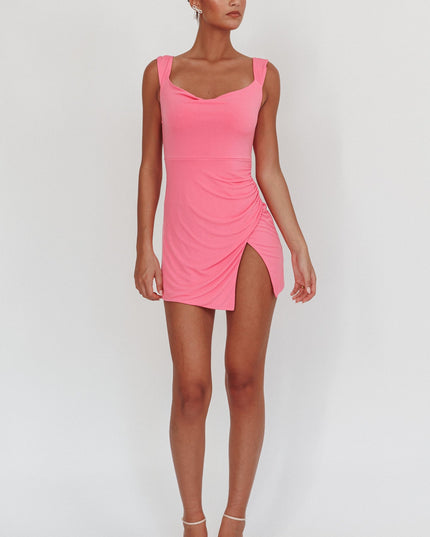 Pink Split Mini Dress