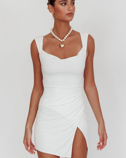 White Split Mini Dress