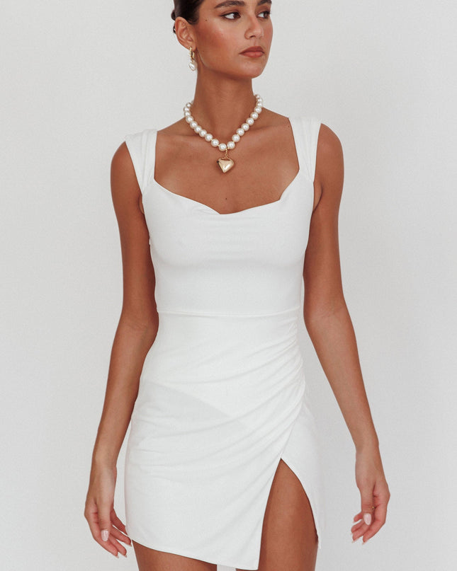 White Split Mini Dress