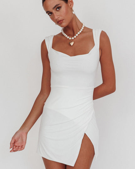White Split Mini Dress