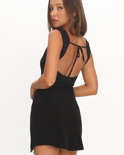 Black Split Mini Dress
