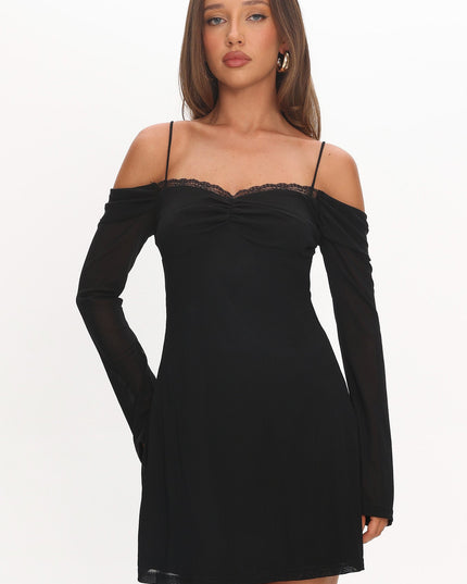 Black Long Sleeve Mini Dress