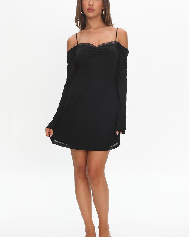 Black Long Sleeve Mini Dress