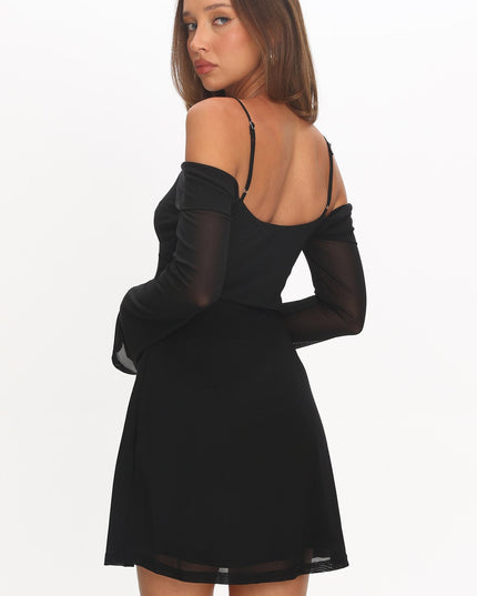 Black Long Sleeve Mini Dress
