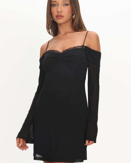 Black Long Sleeve Mini Dress