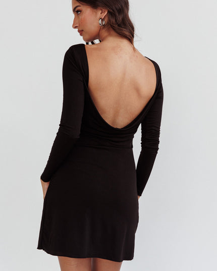 Black Long Sleeve Mini Dress
