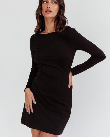Black Long Sleeve Mini Dress