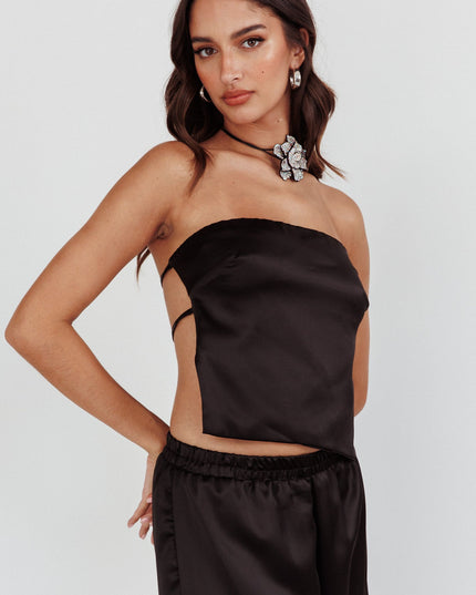Black Beach Back Tie Top