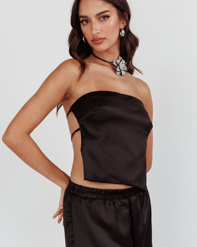 Black Beach Back Tie Top