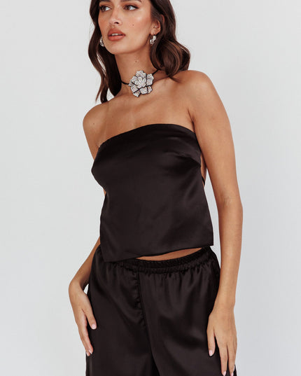 Black Beach Back Tie Top
