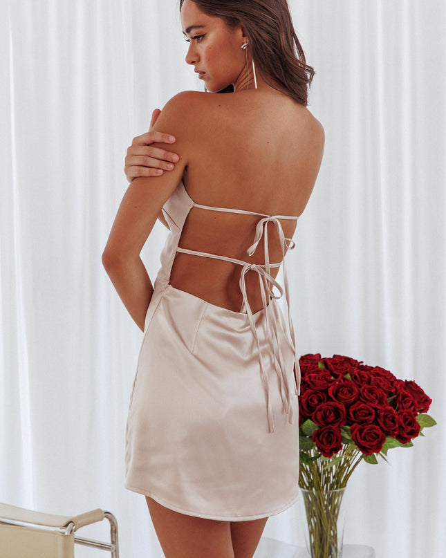 Stone Tied Back Mini Dress