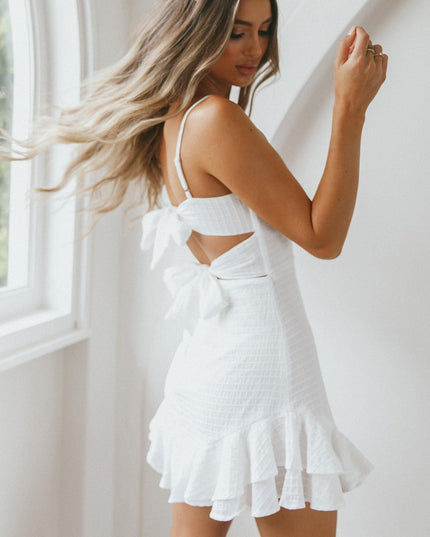 White Double Bow Party Dress