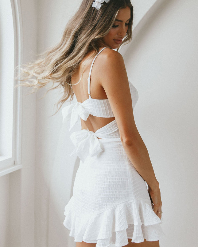 White Double Bow Party Dress