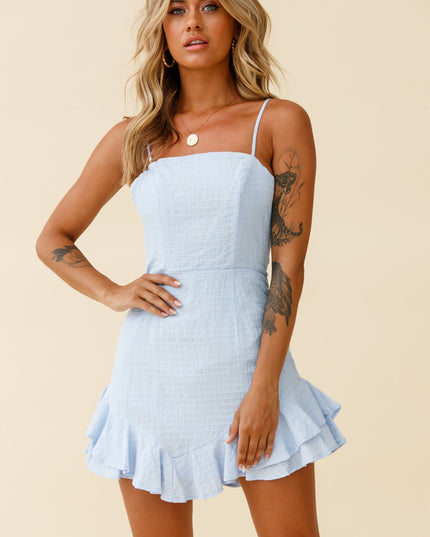 Steel Blue Double Bow Party Dress