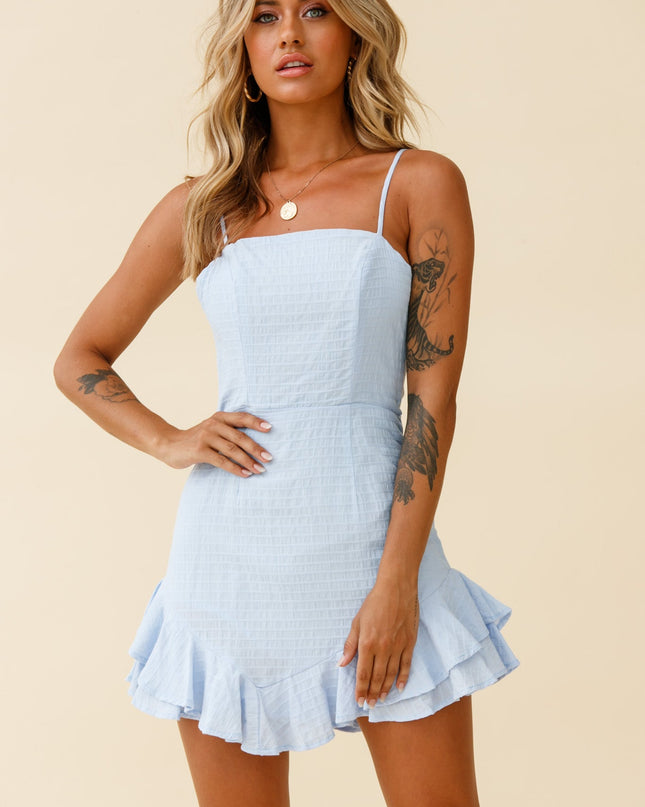 Steel Blue Double Bow Party Dress