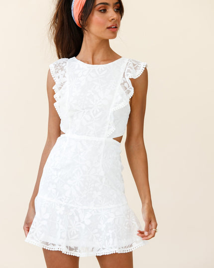 White Floral Mesh Dress