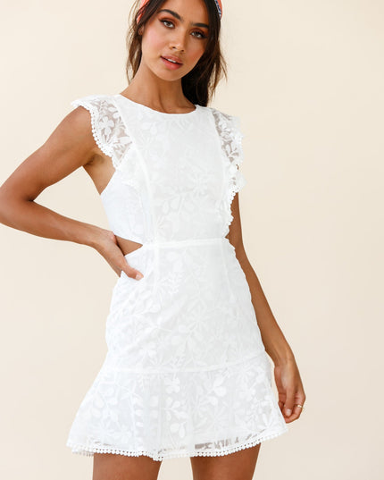 White Floral Mesh Dress