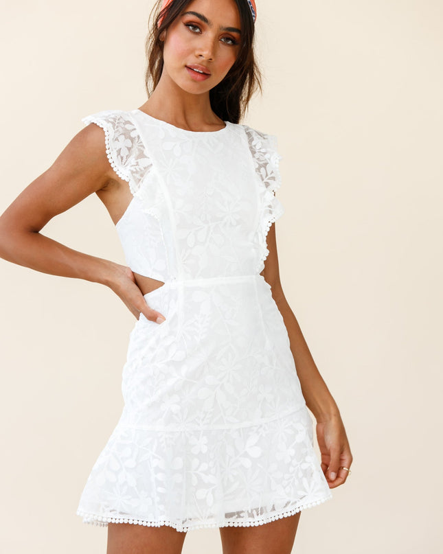 White Floral Mesh Dress