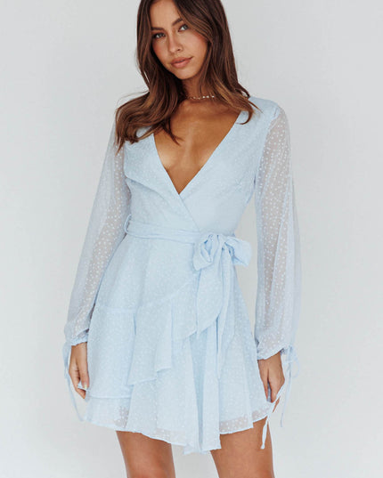 Blue Spot Chiffon Dress