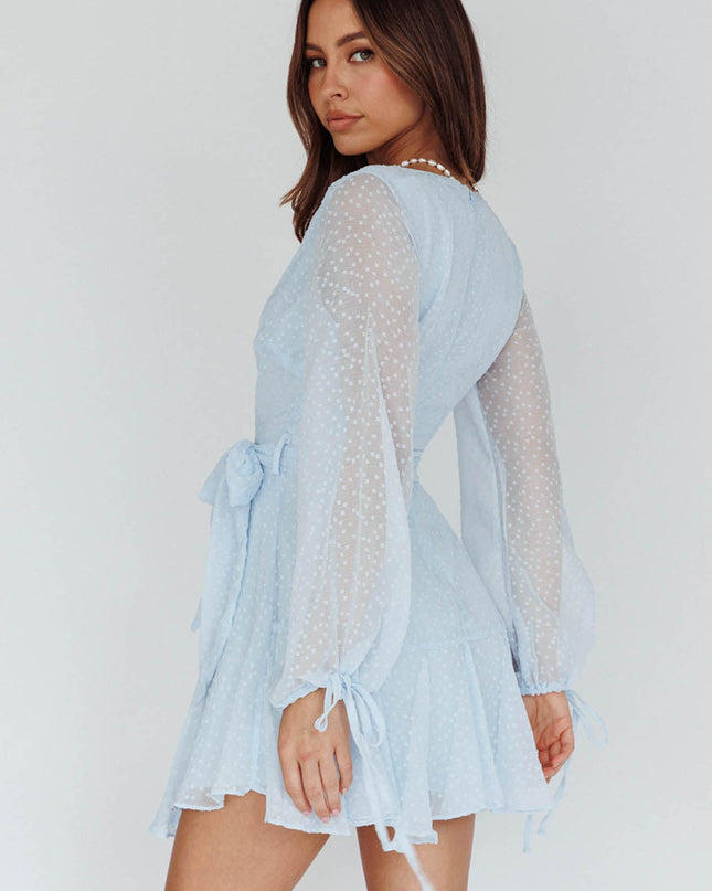 Blue Spot Chiffon Dress