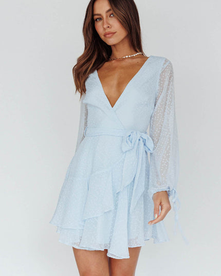 Blue Spot Chiffon Dress