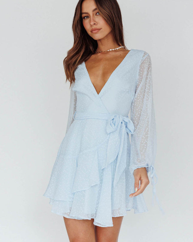 Blue Spot Chiffon Dress