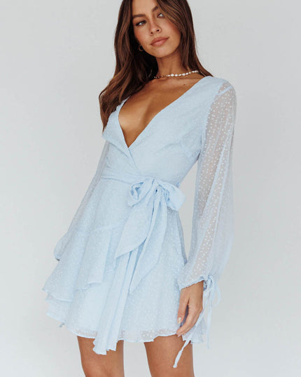 Blue Spot Chiffon Dress