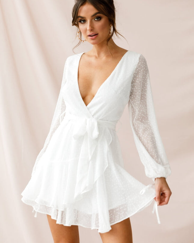 White Spot Chiffon Dress