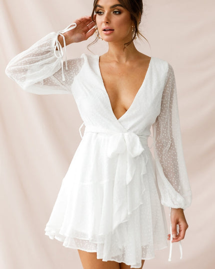 White Spot Chiffon Dress
