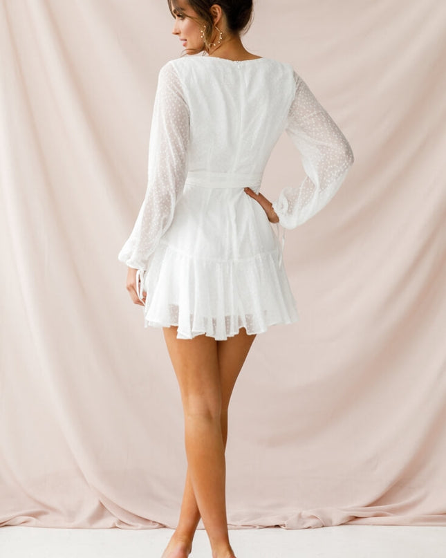 White Spot Chiffon Dress