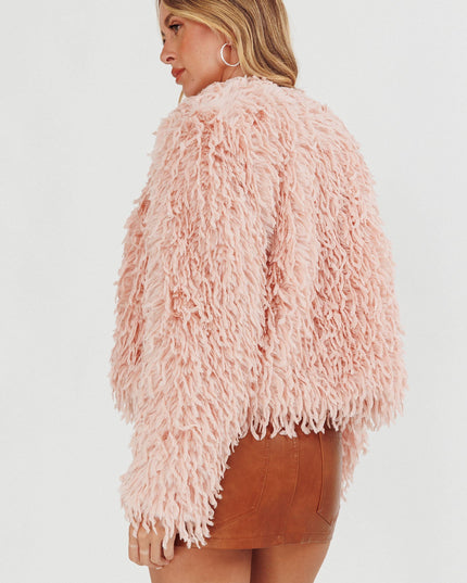 Blush Long Pile Faux Fur Jacket