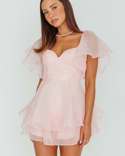 Pink Sleeve Layered Romper