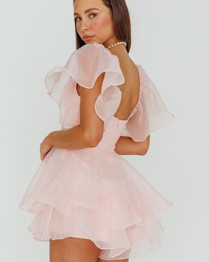 Pink Sleeve Layered Romper