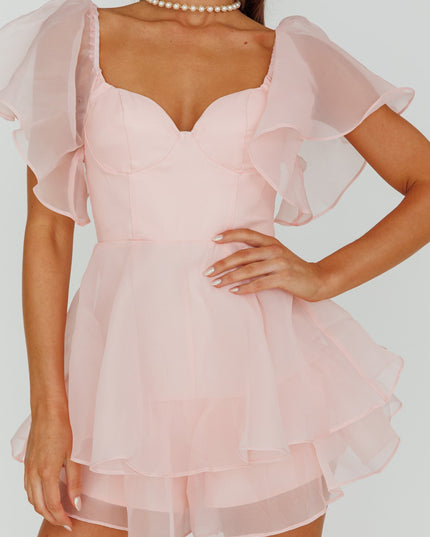 Pink Sleeve Layered Romper