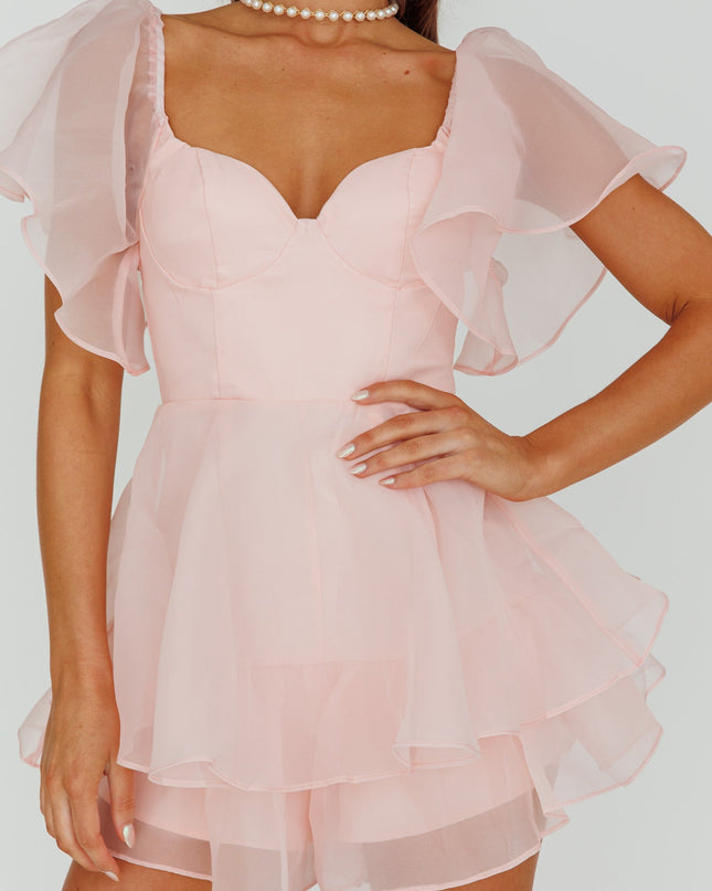 Pink Sleeve Layered Romper