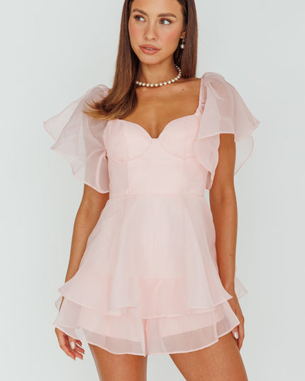 Pink Sleeve Layered Romper