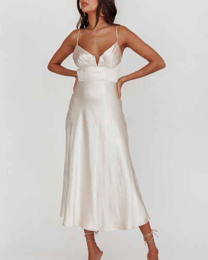 Champagne A-Line Midi Dress