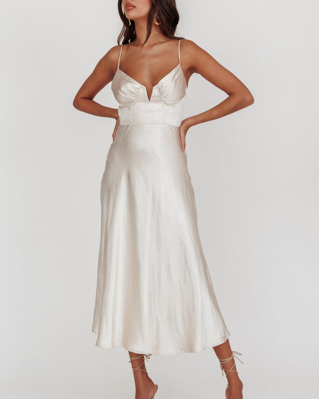 Champagne A-Line Midi Dress