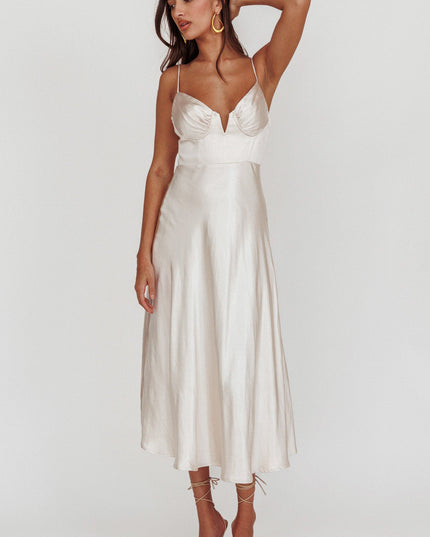 Champagne A-Line Midi Dress