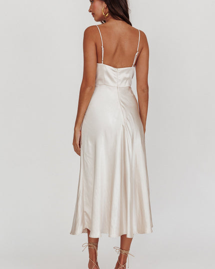 Champagne A-Line Midi Dress