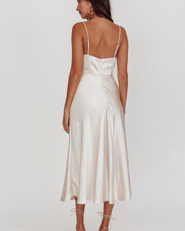Champagne A-Line Midi Dress