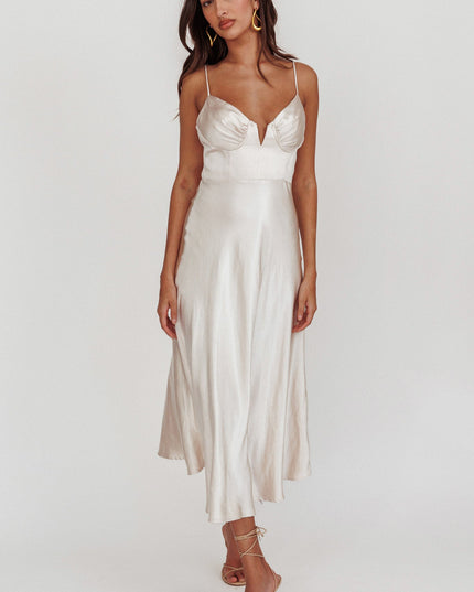 Champagne A-Line Midi Dress
